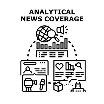 Analyzing global news coverage and information research 库存插图