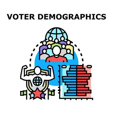 Analyzing global voting population demographics and statistics Stock Illustration