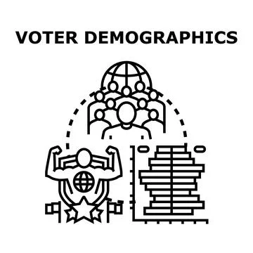 Analyzing global voting population demographics and statistics Stock Illustration
