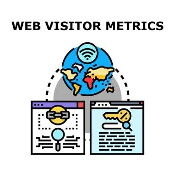 Analyzing global web visitor metrics and traffic data Stock Illustration