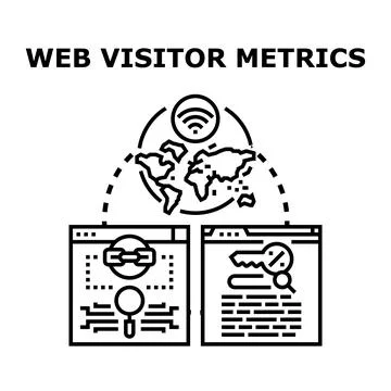 Analyzing global web visitor metrics and traffic data Stock Illustration