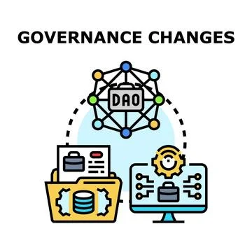 Analyzing governance changes and decentralized autonomous organization concep Stock Illustration