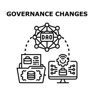 Analyzing governance changes and decentralized autonomous organization concep Stock Illustration
