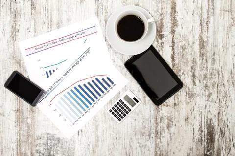 Analyzing graphics with evolution exchange rate euro dollar Stock Photos