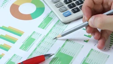 Analyzing green financial report Stock Footage