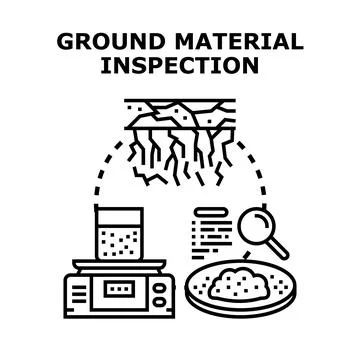 Analyzing ground material, soil characteristic inspection process Stock Illustration