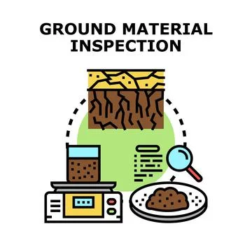 Analyzing ground material, soil characteristic inspection process Stock Illustration