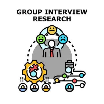 Analyzing group interview research and customer feedback Stock Illustration