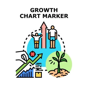 Analyzing growth chart with market progress and development Stock Illustration