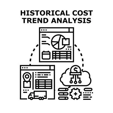 Analyzing historical cost trend data for business planning イラスト素材
