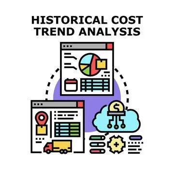 Analyzing historical cost trend data for business planning Stock Illustration