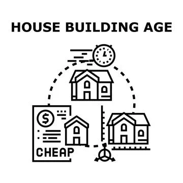 Analyzing house building age and valuation concept Stock Illustration