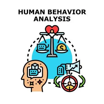 Analyzing human behavior decision making and marketing strategy Stock Illustration