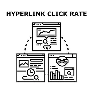 Analyzing hyperlink click rate and website engagement data Stock Illustration