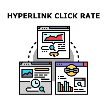 Analyzing hyperlink click rate and website engagement data Stock Illustration