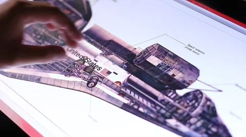 Analyzing illustration of the modern spaceship on touch screen computer Stock Footage 61669570
