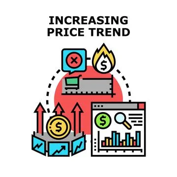 Analyzing increasing price trend and market inflation Stock Illustration