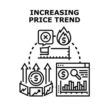 Analyzing increasing price trend and market inflation Stock Illustration
