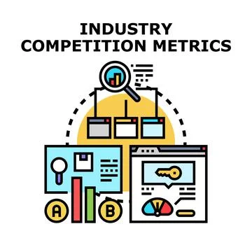 Analyzing industry competition metrics and business performance Stock Illustration