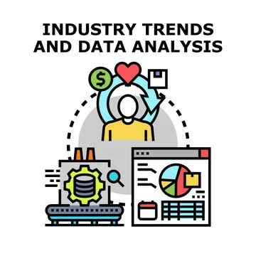 Analyzing industry trends and data for business development Stock Illustration