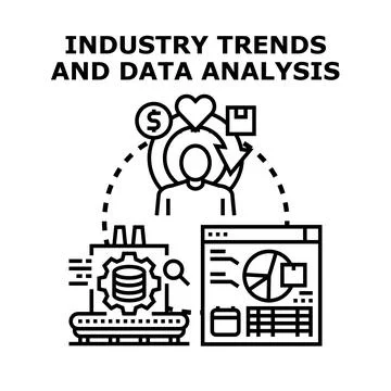 Analyzing industry trends and data for business development Stock Illustration