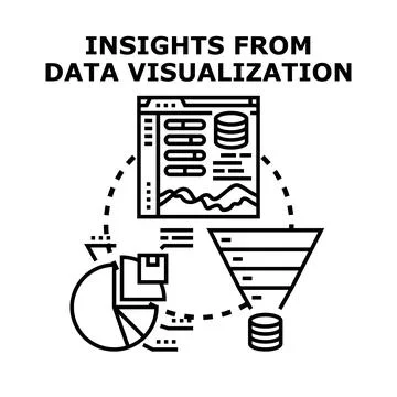 Analyzing information and visualizing business intelligence insights Illustration