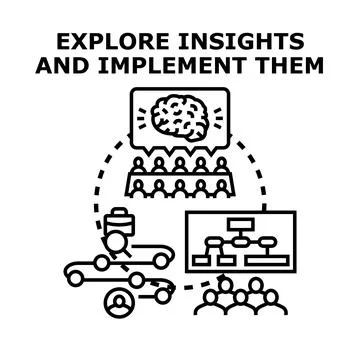 Analyzing insights and business strategy implementation process Stock Illustration