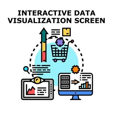 Analyzing interactive data visualization for business insights Stockillustratie