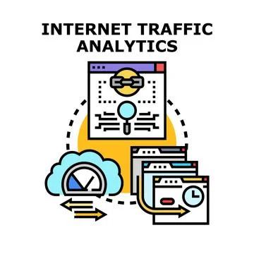 Analyzing internet traffic data and digital analytics concept Stock Illustration