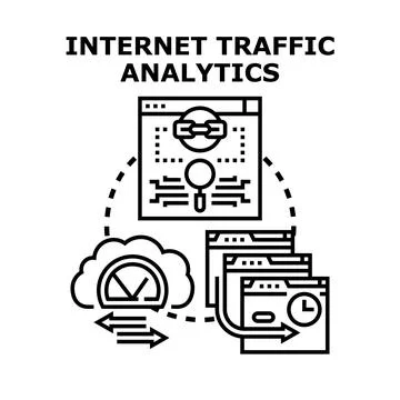 Analyzing internet traffic data and digital analytics concept Stock Illustration