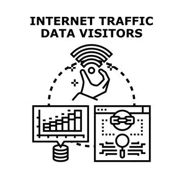 Analyzing internet traffic data and digital visitors Stock Illustration