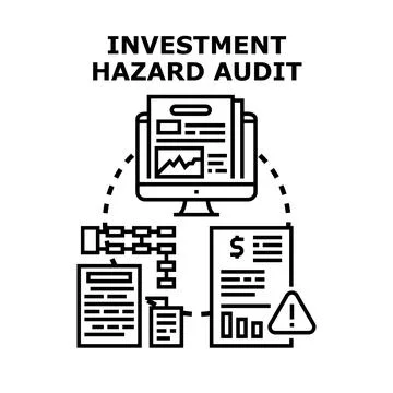 Analyzing investment hazard audit document for financial security イラスト素材