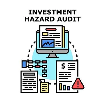 Analyzing investment hazard audit document for financial security Illustrazione stock