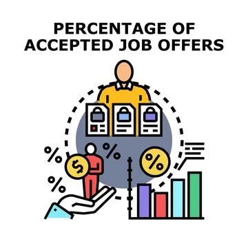 Analyzing job offer acceptance rate performance statistics Stock Illustration