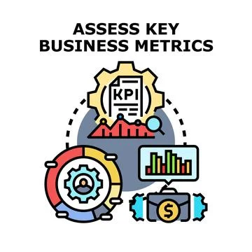 Analyzing key business performance metrics and data Stock Illustration
