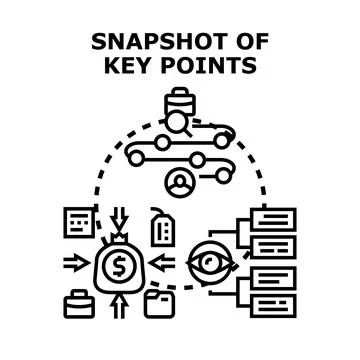 Analyzing key business points snapshot process diagram Stock Illustration