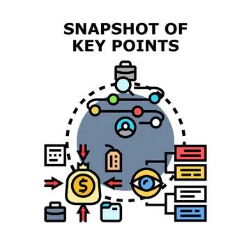 Analyzing key business points snapshot process diagram Stock Illustration