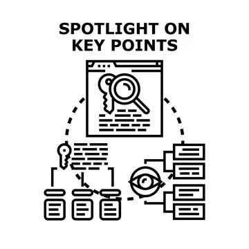 Analyzing key points and important information concepts Stock Illustration