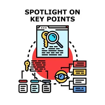 Analyzing key points and important information concepts Stock Illustration