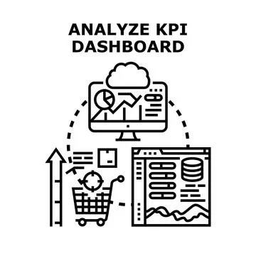 Analyzing kpi dashboard for business data performance イラスト素材