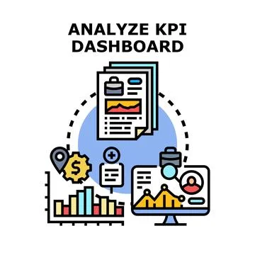 Analyzing kpi dashboard vector concept data management イラスト素材