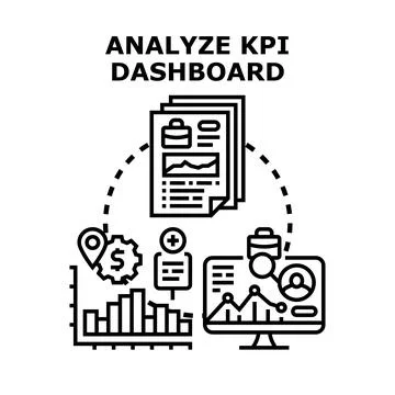 Analyzing kpi dashboard vector concept data management Stock Illustration