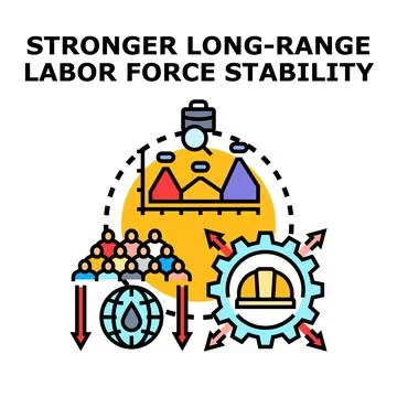 Analyzing labor force stability and resource impact Ilustração Stock