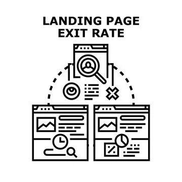 Analyzing landing page exit rate and user behavior 库存插图