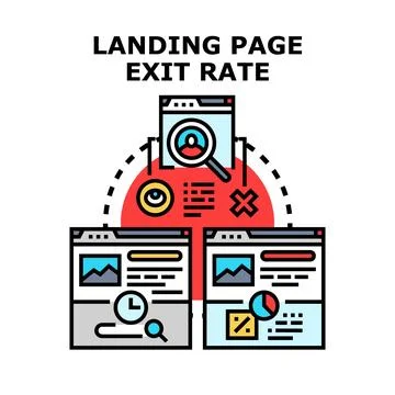 Analyzing landing page exit rate and user behavior Stock Illustration