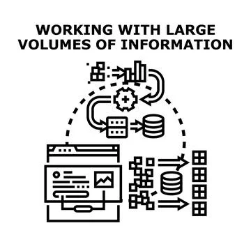 Analyzing large data volume process for business insights Stock Illustration