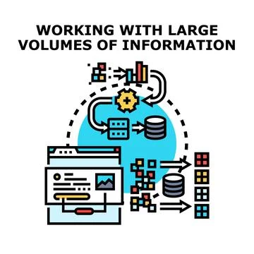 Analyzing large data volume process for business insights Stock Illustration
