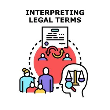 Analyzing legal terms for document interpretation Stock Illustration
