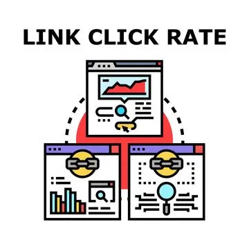 Analyzing link click rate for digital marketing strategy Stock Illustration