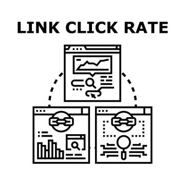 Analyzing link click rate for digital marketing strategy Stock Illustration